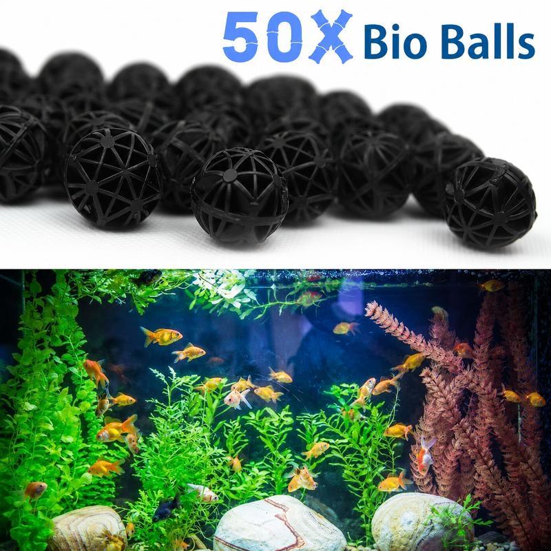 Aquarium Plant Fertilizer - 50 ชิ้น ไบโอบอลขนาด 16 มม. วัสดุกรองน้ำสำหรับตู้ปลา