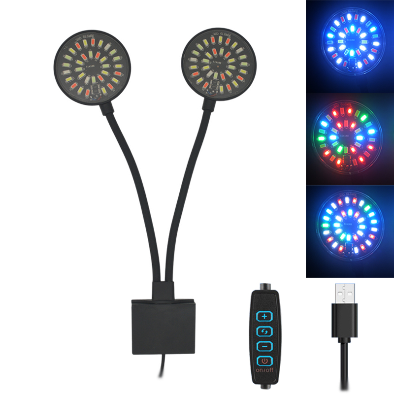 Aquarium Plant Light - USB พิพิธภัณฑ์สัตว์น้ํา ไฟ LED ถังปลาคลิปโคมไฟเต็มสเปกตรัมพืชเติบโตปรับความสว่างหรี่แสงได้ 360