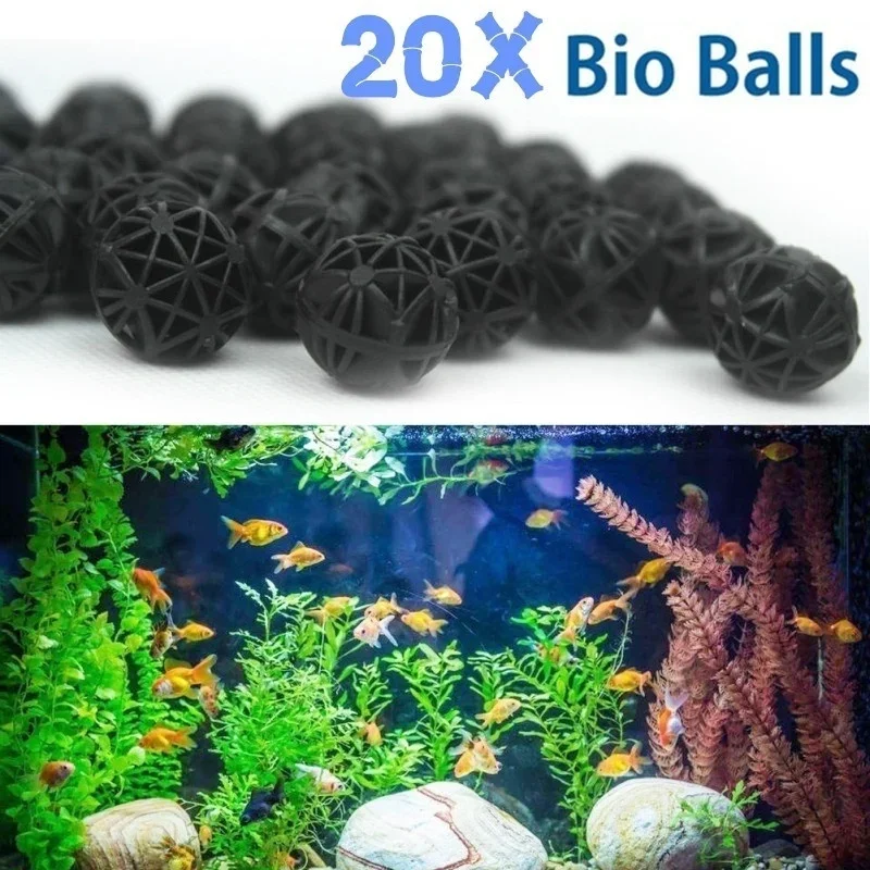 Aquarium Plant Fertilizer - 20 ชิ้น 16 มม. ไบโอบอลสำหรับกรองน้ำในตู้ปลา น้ำจืด