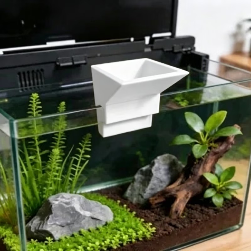 Aquarium Planted Set Up - ช่องน้ำเข้าตู้ปลาแบบไม่ต้องเจาะ ออกแบบป้องกันแรงกระแทกของน้ำ สำหรับตู้ปลาน้ำจืดขนาดเล็ก สำหรับจัดตู้ปลาแบบปลูกพรรณไม้น้ำ