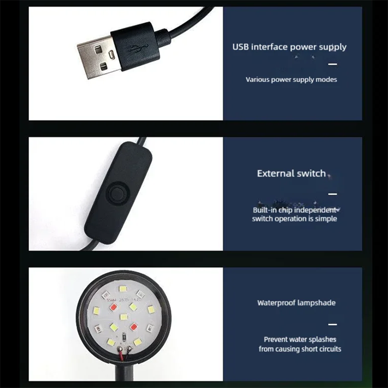 ไฟ LED แบบหนีบสำหรับตู้ปลา USB - Aquarium Plant Growth Light บทวิจารณ์และราคา